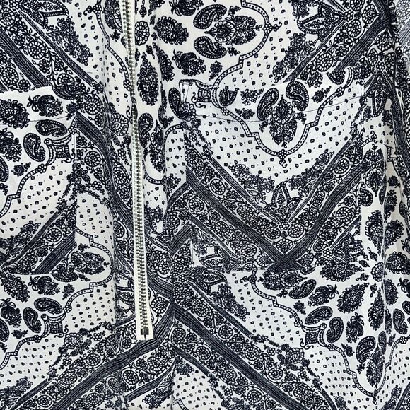 Soho New York & Company Women's Black White Paisley Zip Sleeveless Blouse XL - Picture 6 of 11